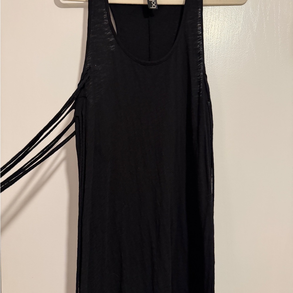 Black Sleeveless Fringe Dress